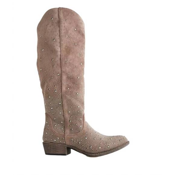 NEW VERY G women's crystal studded boot in taupe - Picture 1 of 6
